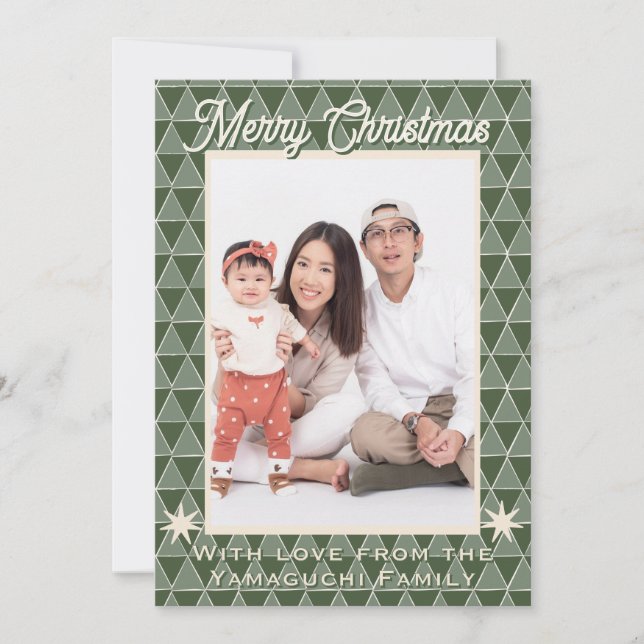 Tarjeta Festiva Japanese Uroko Pattern Christmas Photo  (Anverso)