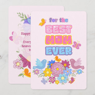 Tarjeta Festiva Jardín Caprichoso de Aves y Mariposas La Mejor Mam