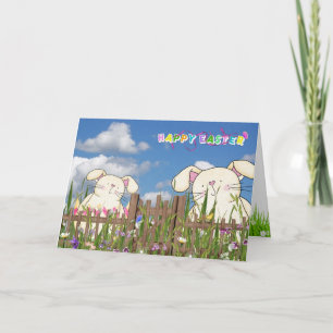 Tarjeta Festiva Jardín de Conejo de Pascua