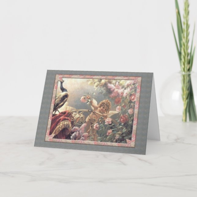 Tarjeta Festiva Jardín de Cupido - San Valentín (Anverso)