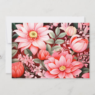 Tarjeta Festiva Jardín de flores botánicas vintage en flor