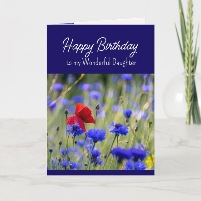 Tarjeta Festiva Jardín de flores silvestres de la hija de cumpleañ (Anverso)
