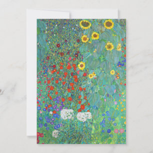 Tarjeta Festiva Jardín de granja con girasoles por Gustav Klimt