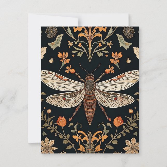 Tarjeta Festiva Jardín de luciérnagas vintage (Anverso)