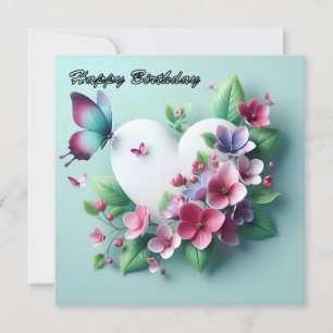 Tarjeta Festiva Jardín de primavera caprichoso y flor de mariposa