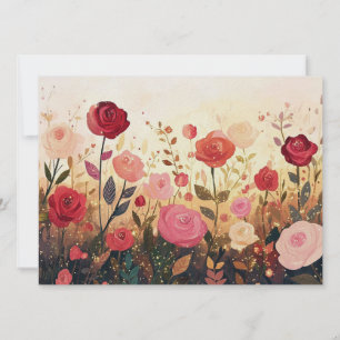 Tarjeta Festiva Jardín de rosas caprichoso