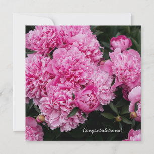 Tarjeta Festiva Jardín Floral de Arte Fino de Peonía Rosa Exuberan