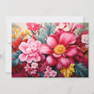 Tarjeta Festiva Jardín floral tropical rosa exótico