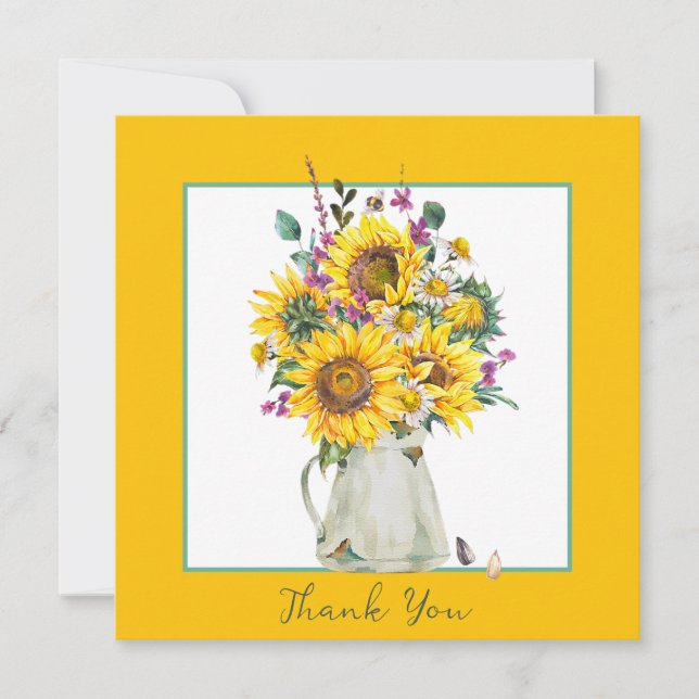 Tarjeta Festiva Jarrón de girasoles  (Anverso)