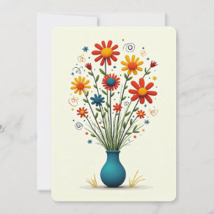 Tarjeta Festiva Jarrón de ramo surtido floral de flores bonitas li