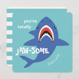 Tarjeta Festiva Jaw-some shark classroom valentines day card