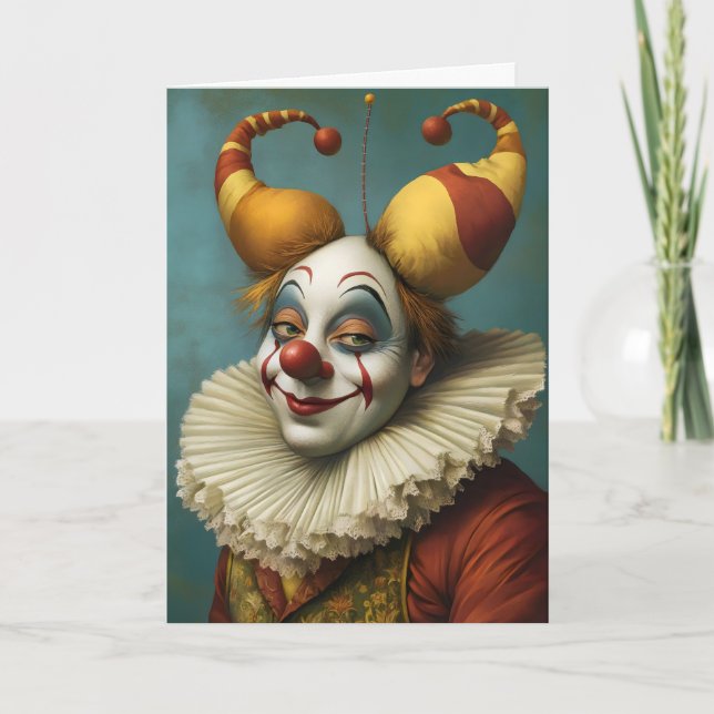 Tarjeta Festiva Jester April Fools Day (Anverso)