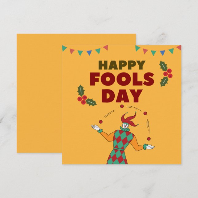 Tarjeta Festiva Jester de cerámica jugando con malabares rojo y ve (Anverso / Reverso)