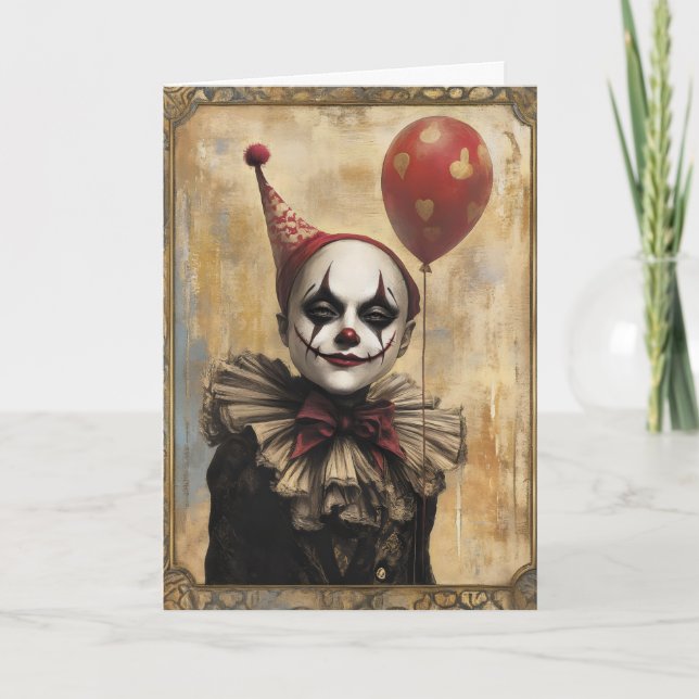 Tarjeta Festiva Jester Harlequin All Fools Day (Anverso)