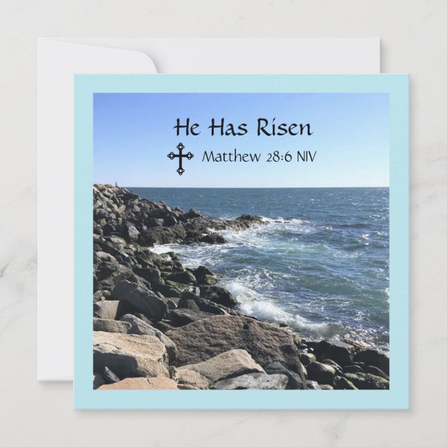 Tarjeta Festiva Jesucristo ha subido foto del océano azul en Pascu (Anverso)