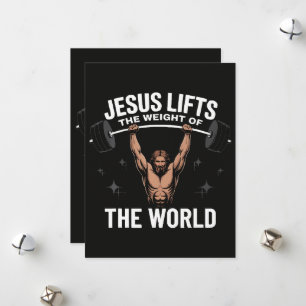 Tarjeta Festiva Jesucristo levantando pesas muerto