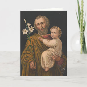 Tarjeta Festiva Jesús Antiguo y San José Religioso Cristiano