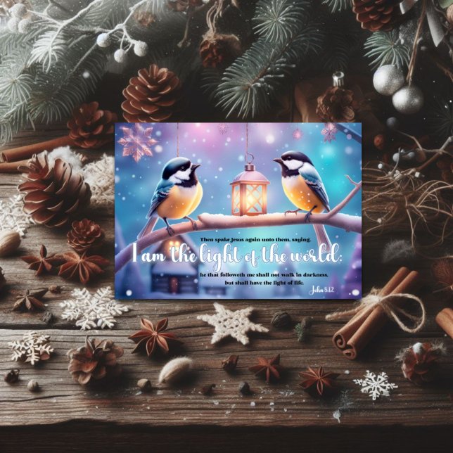 Tarjeta Festiva Jesús Biblia Verse Chickadees Navidades cristianos (Subido por el creador)