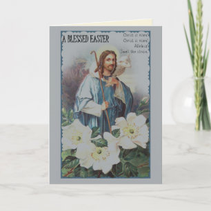 Tarjeta Festiva Jesús Buen Pastor Saludo de Pascua