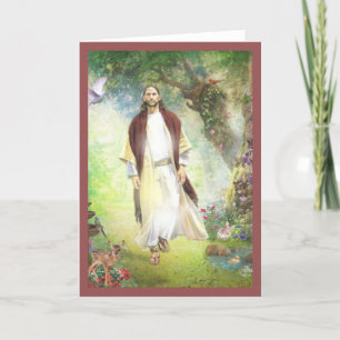 Tarjeta Festiva Jesús Caminando En El Jardín De Gethsemane