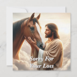 Tarjeta Festiva Jesús consolando a un caballo en el cielo
