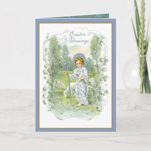Tarjeta Festiva Jesús de la Pascua de la Vintage religioso con cor