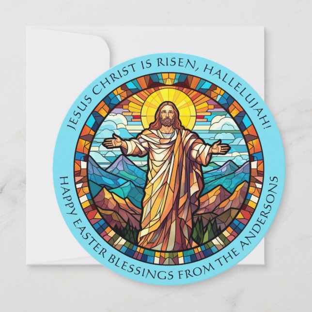 Tarjeta Festiva Jesús de la Resurrección Religiosa Católica de Pas (Anverso)
