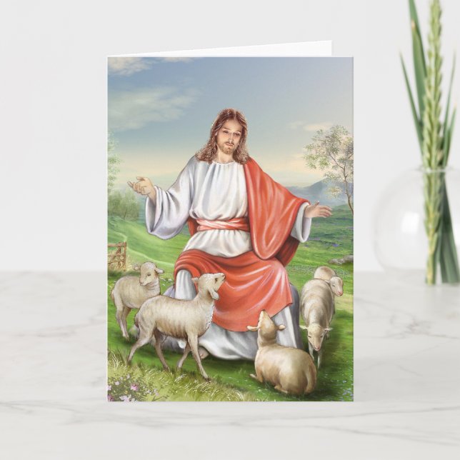 Tarjeta Festiva Jesús el buen Pastor (Anverso)