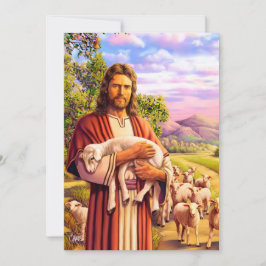 Tarjeta Festiva Jesús El Buen Pastor Pintando Cartas De Pascua