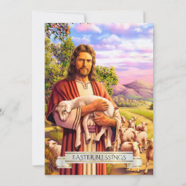 Tarjeta Festiva Jesús El Buen Pastor Pintando Cartas De Pascua