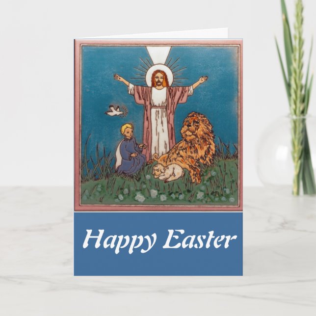 Tarjeta Festiva Jesús el león y el cordero (Anverso)