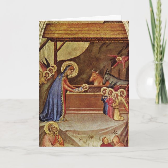 Tarjeta Festiva Jesús en el pesebre - Bernardo Daddi (Anverso)