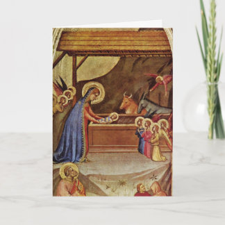 Tarjeta Festiva Jesús en el pesebre - Bernardo Daddi