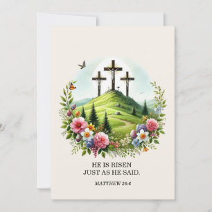 Tarjeta Festiva Jesús en la cruz se levanta Pascua