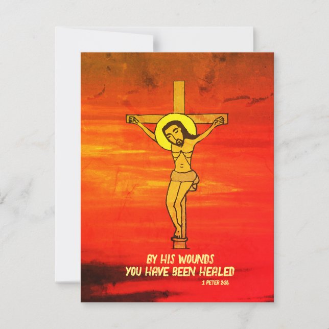 Tarjeta Festiva "Jesús en la Cruz" Viernes Santo Pascua (Anverso)
