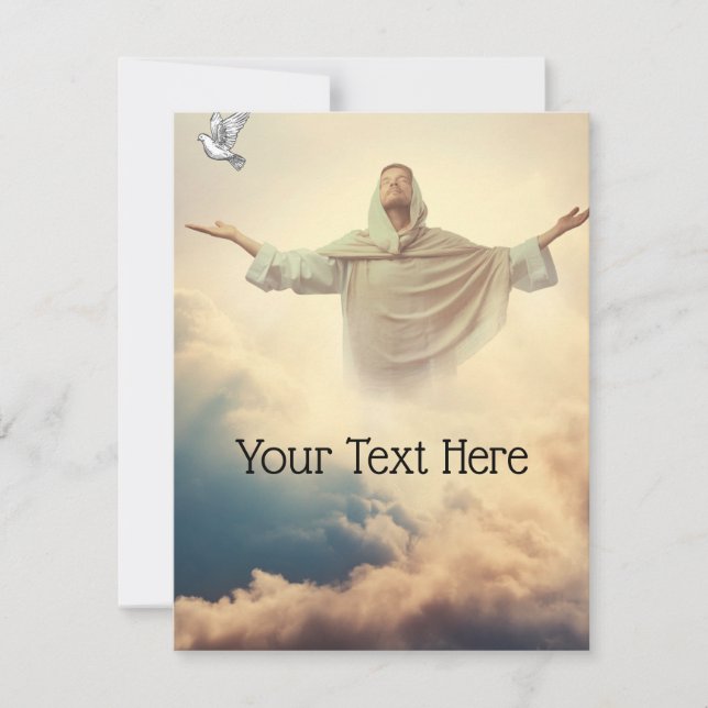 Tarjeta Festiva Jesús en las nubes Personalizar con tu texto debaj (Anverso)