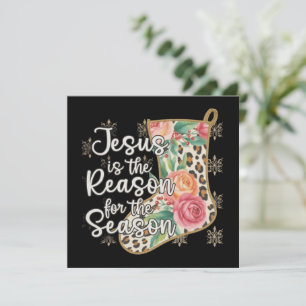 Tarjeta Festiva Jesús Es La Razón De La Temporada Calcetín Preppy