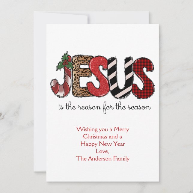 Tarjeta Festiva Jesús es la razón para los Navidades de temporada (Anverso)