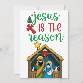 Tarjeta Festiva "Jesús es la Razón" Sagrada Familia Natividad Cris