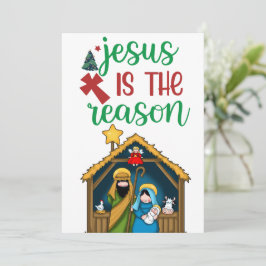 Tarjeta Festiva "Jesús es la Razón" Sagrada Familia Natividad Cris