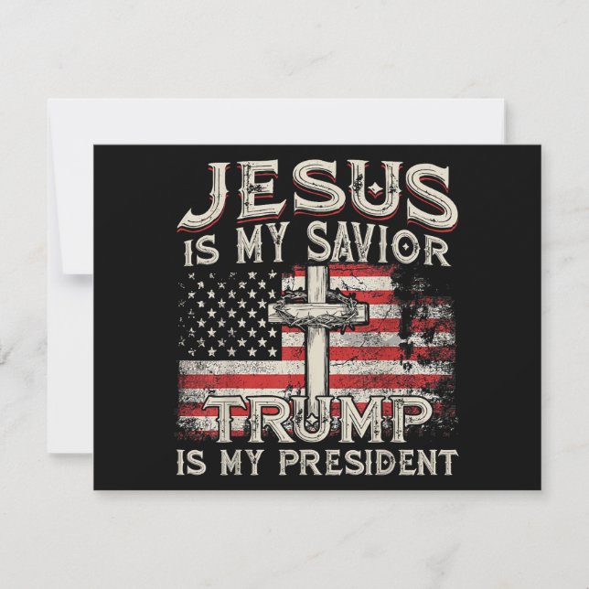 Tarjeta Festiva Jesús Es Mi Salvador Trump Es Mi Presidente Estado (Anverso)