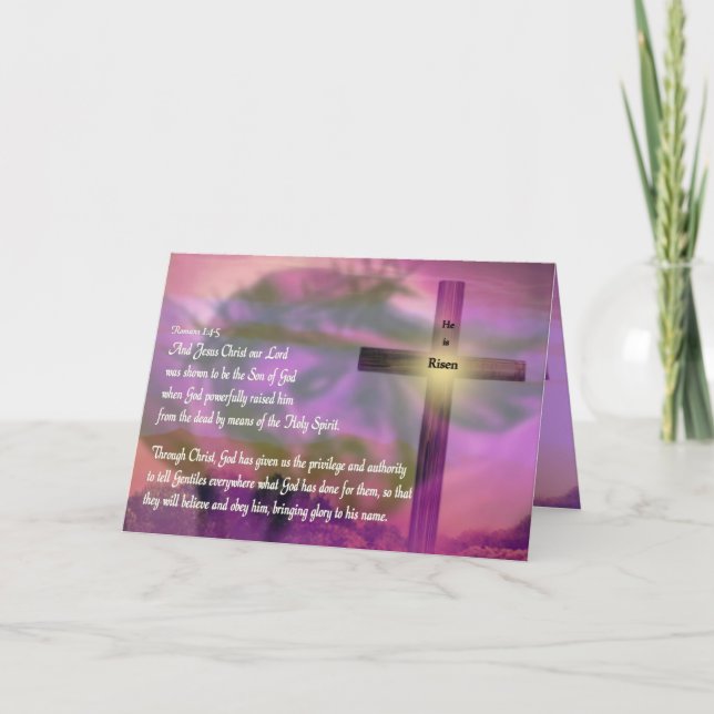 Tarjeta Festiva Jesús - Está Creciendo - Púrpura De Pascua (Anverso)