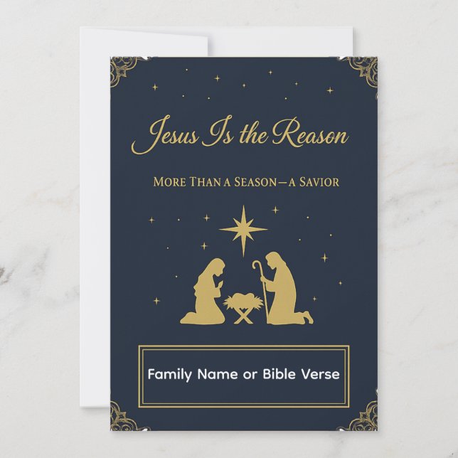 Tarjeta Festiva “Jesus Is the Reason” Elegant Christian Card (Anverso)