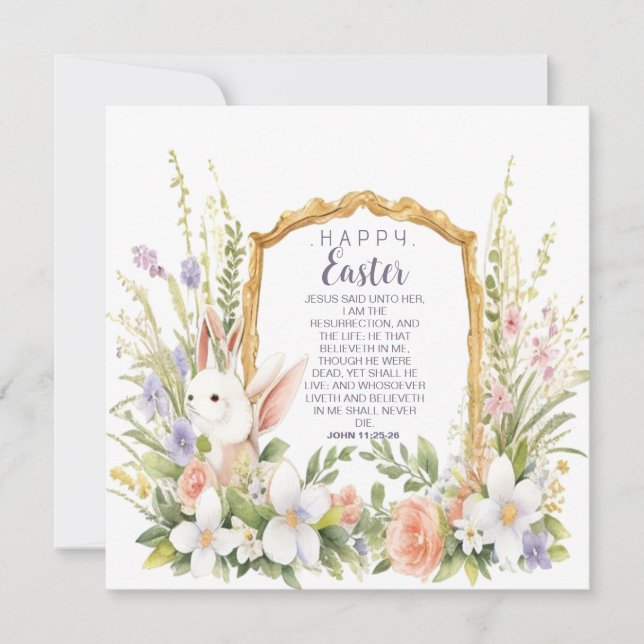 Tarjeta Festiva Jesús la Resurrección y la Pascua de la Vida (Anverso)