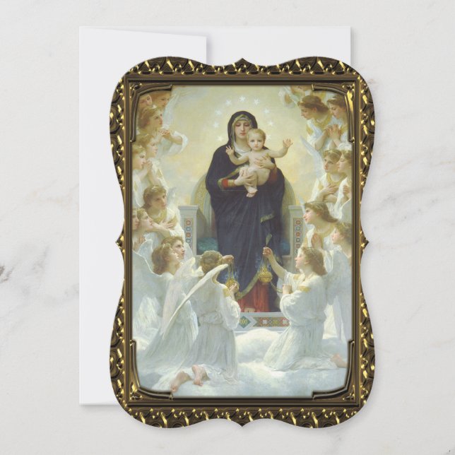 Tarjeta Festiva Jesus Mary Angels Bella Artes Fancy Cut Navidades (Anverso)
