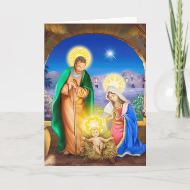 Tarjeta Festiva jesus-mary-joseph-born-of-jesus (Anverso)