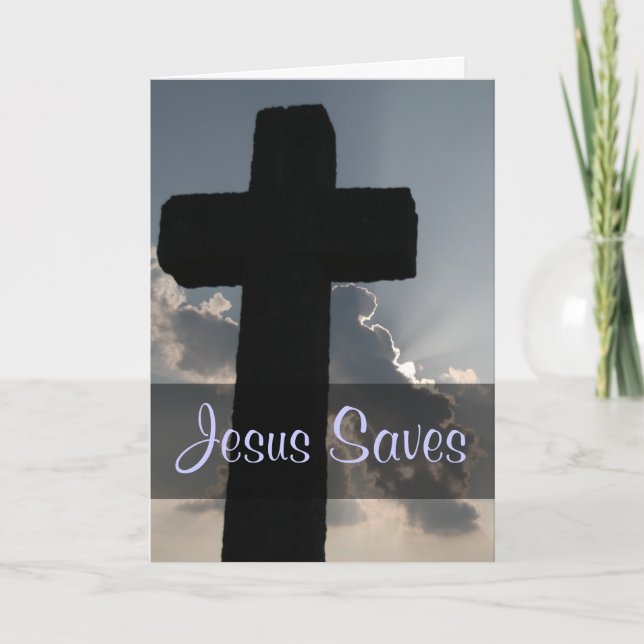 Tarjeta Festiva Jesús me salvó 1 Timothy 1-15:16 (Anverso)