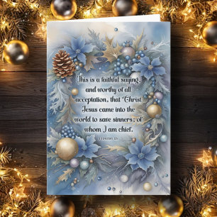 Tarjeta Festiva Jesús salva a los Navidades cristianos florales ve
