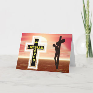 Tarjeta Festiva Jesús salva la imagen de crucifixión