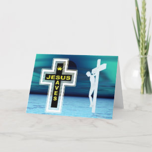 Tarjeta Festiva Jesús salva la imagen de crucifixión